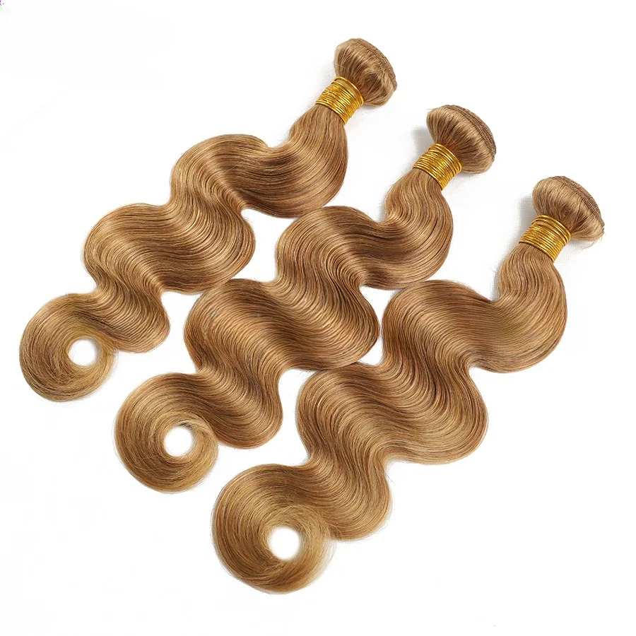 Extensiones de cabello humano ondulado, cabello Remy brasileño virgen de doble trama, cabeza completa, Color #27, 100 g/PC