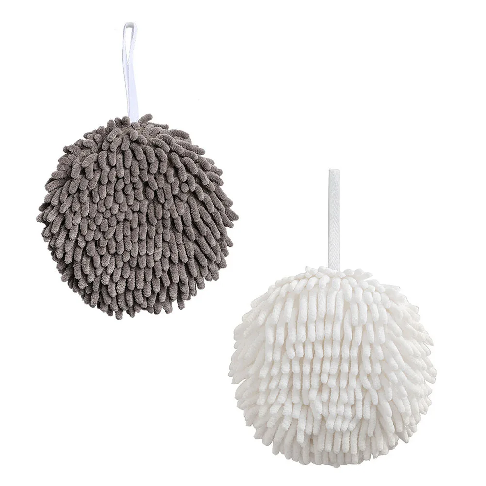 

2Pcs Practical Hanging Absorbent Towel Balls Quick-Dry Hand Towels Kitchen Bathroom Household Ball-Shaped Towel