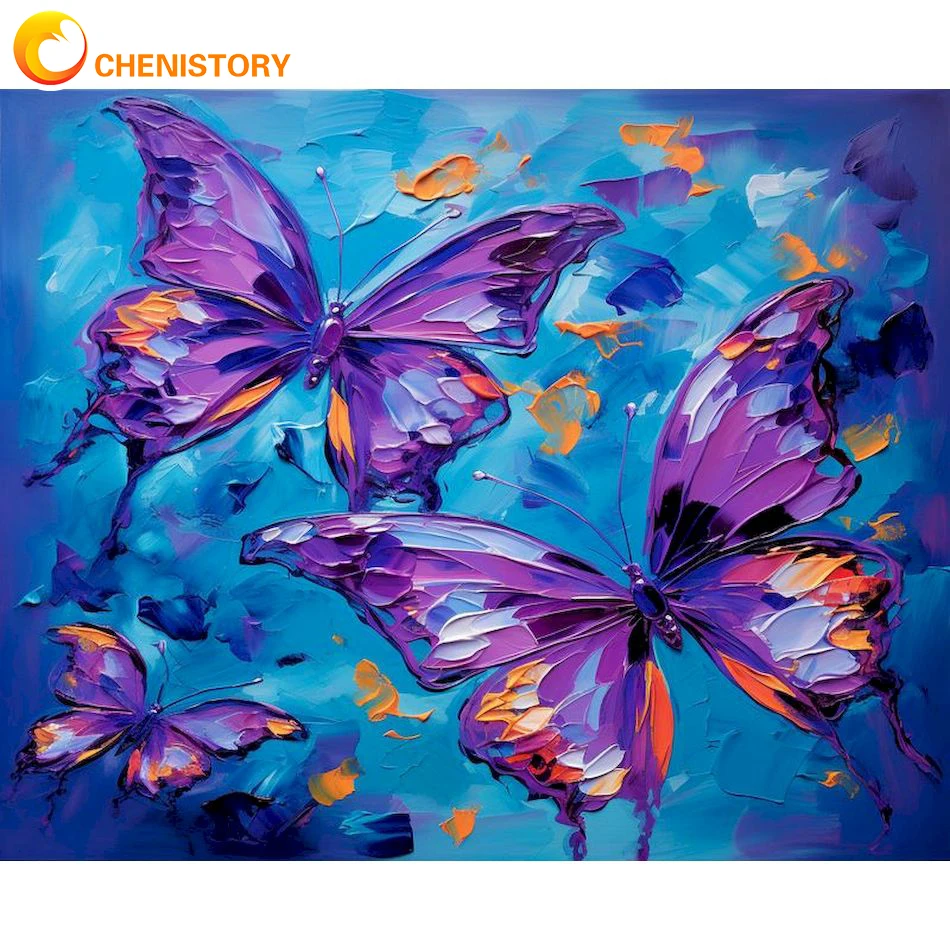 

CHENISTORY DIY 5D Diamond Painting Butterfly Full Round Diamond Embroidery Sale Picture Of Rhinestones For Home Decor Wall Art