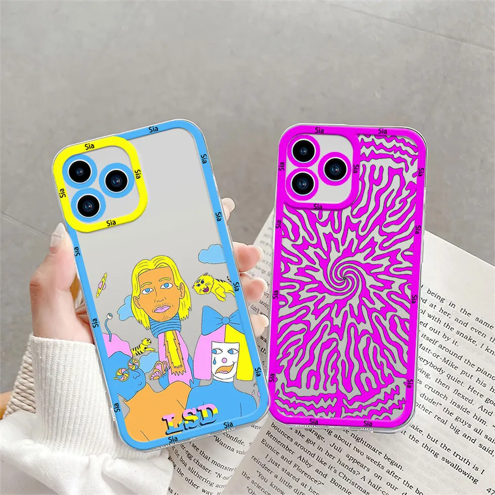 Singer sia LSD Phone Case for iPhone 12 11 13 14 15 16 Max Pro Plus Transparent Bezel Shell