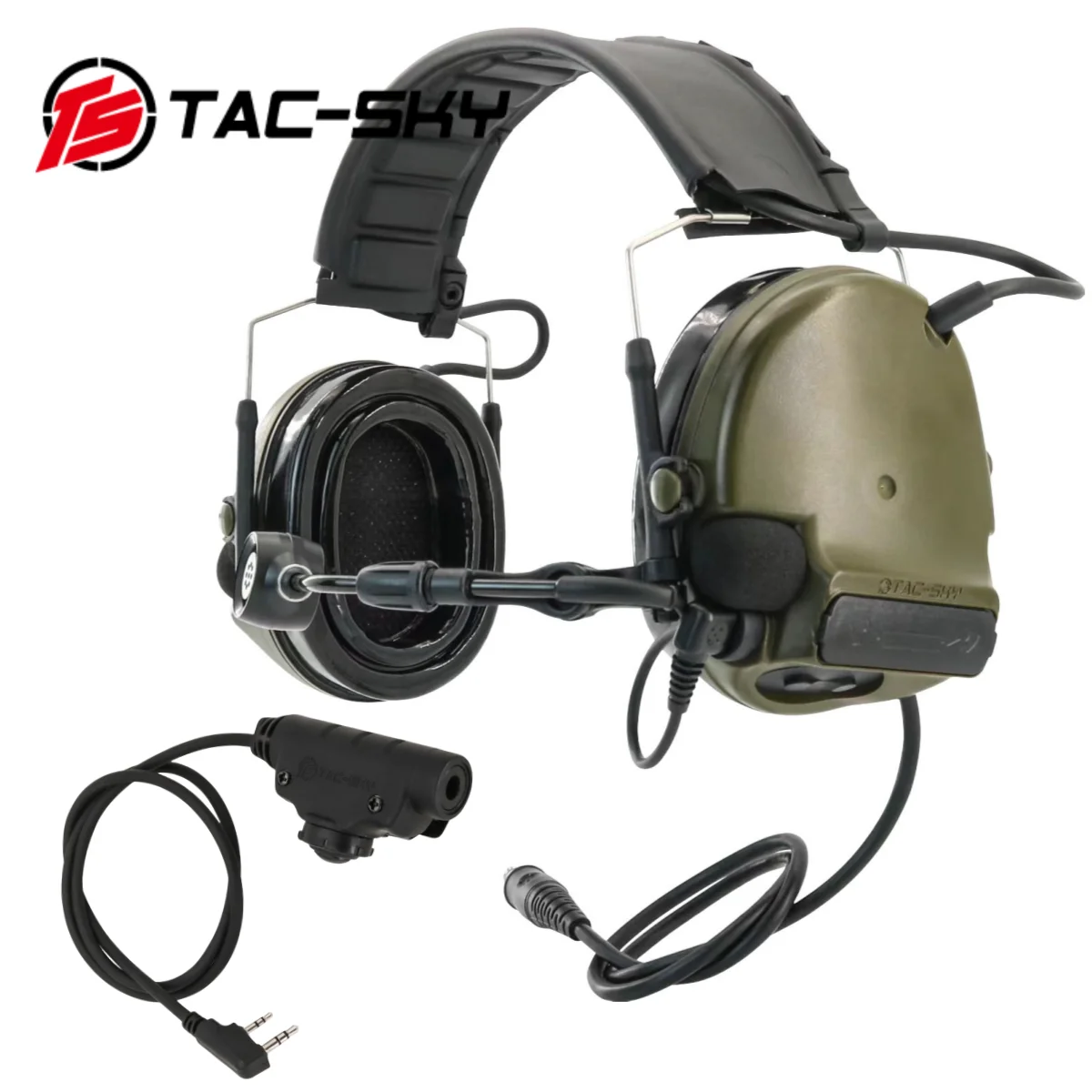 TS TAC-SKY Headband Tactical Electronic Shooting Earmuff COMTA V Noise Canceling Pickup Headset with PTT Adapter V2 ptt