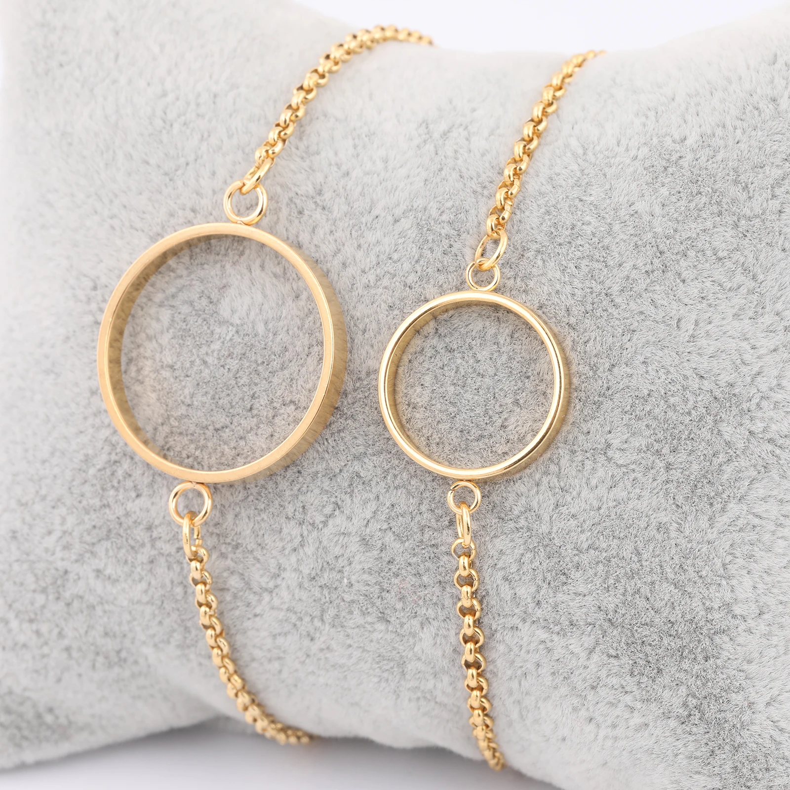 3pcs Stainless Steel 14mm 20mm Open Bezel Bracelet Base Blanks Gold Plated Hollow Chain Bracelets Frame For Resin Jewelry Making