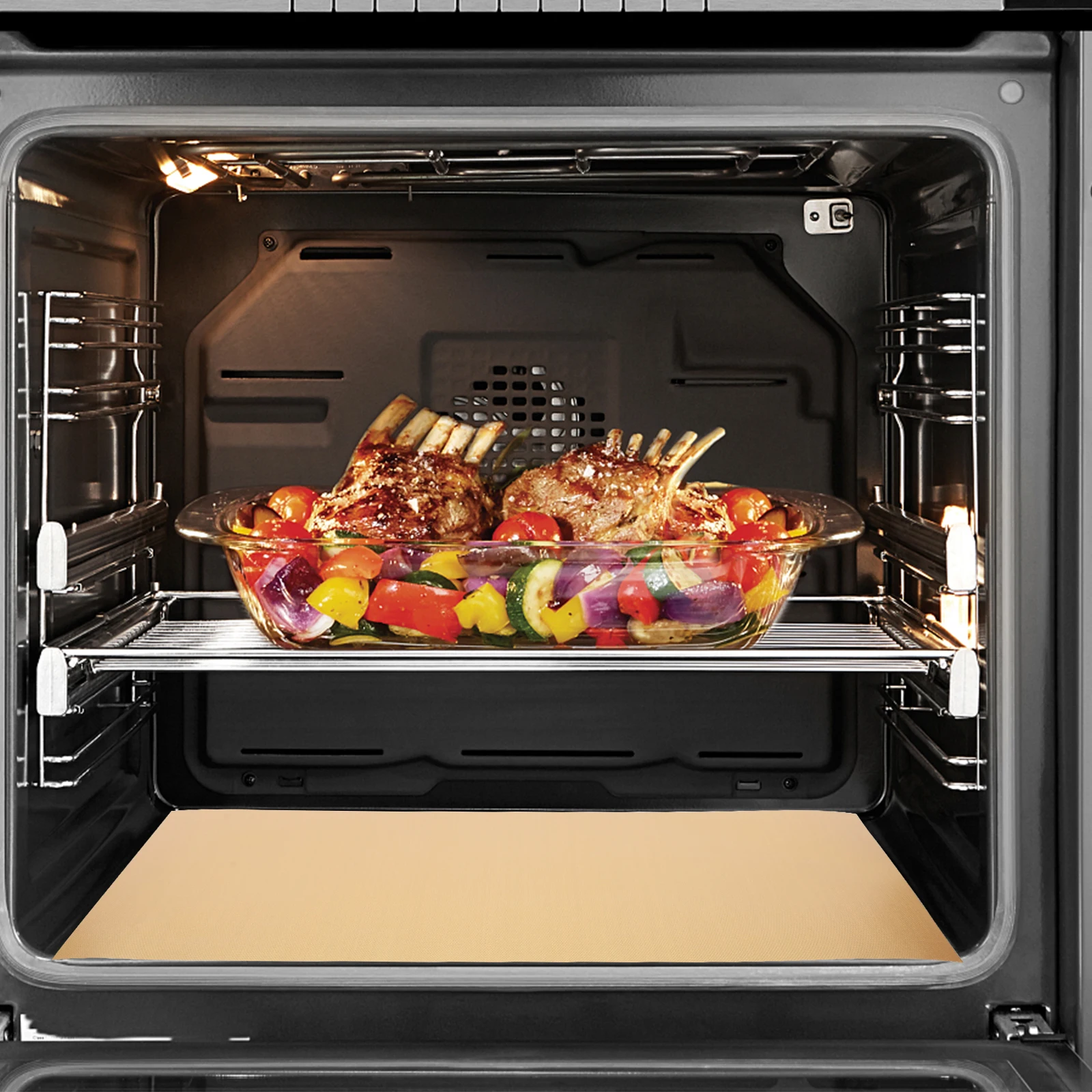 5 Buah Alas Panggang Anti Lengket Pelapis Oven Bantalan Bbq Fiberglass Tebal Dapat Digunakan Kembali untuk Bagian Bawah Oven Tahan Panas Mudah Dibersihkan