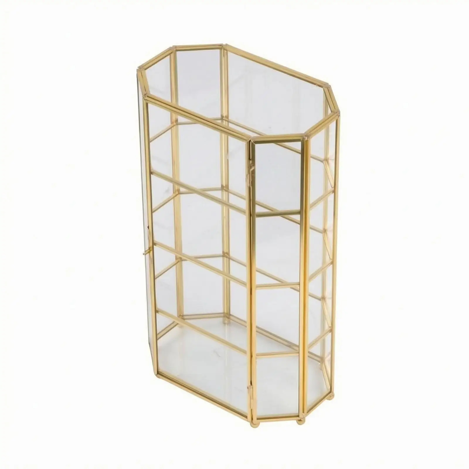 Decorative Glass Display Case Golden Frame Modular Cabinet with Shelves Organizer Furniture for Bedroom Vanity
