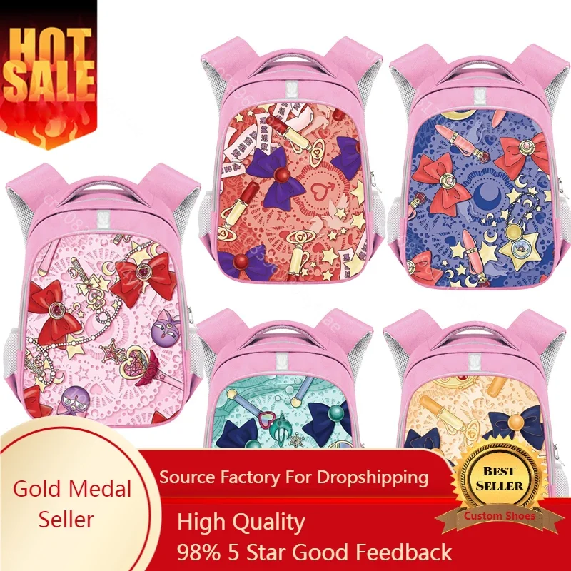 

Fashion Magic Stick Bowknot Backpack Lovely Pink Waterproof school Bag for girls backpack Cute Bookbag Fairy Magic Bag Best Gift