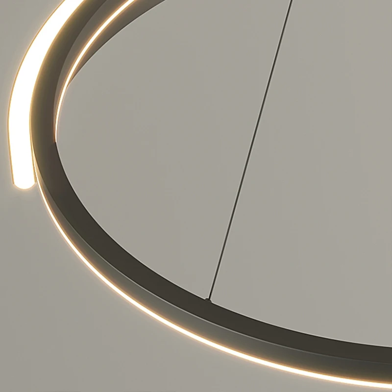 Modern LED Round Chandelier - Dimmable Ceiling Lamp for Dining Living Bedroom Surface Mounted Lighting Fixtures Nordic Style