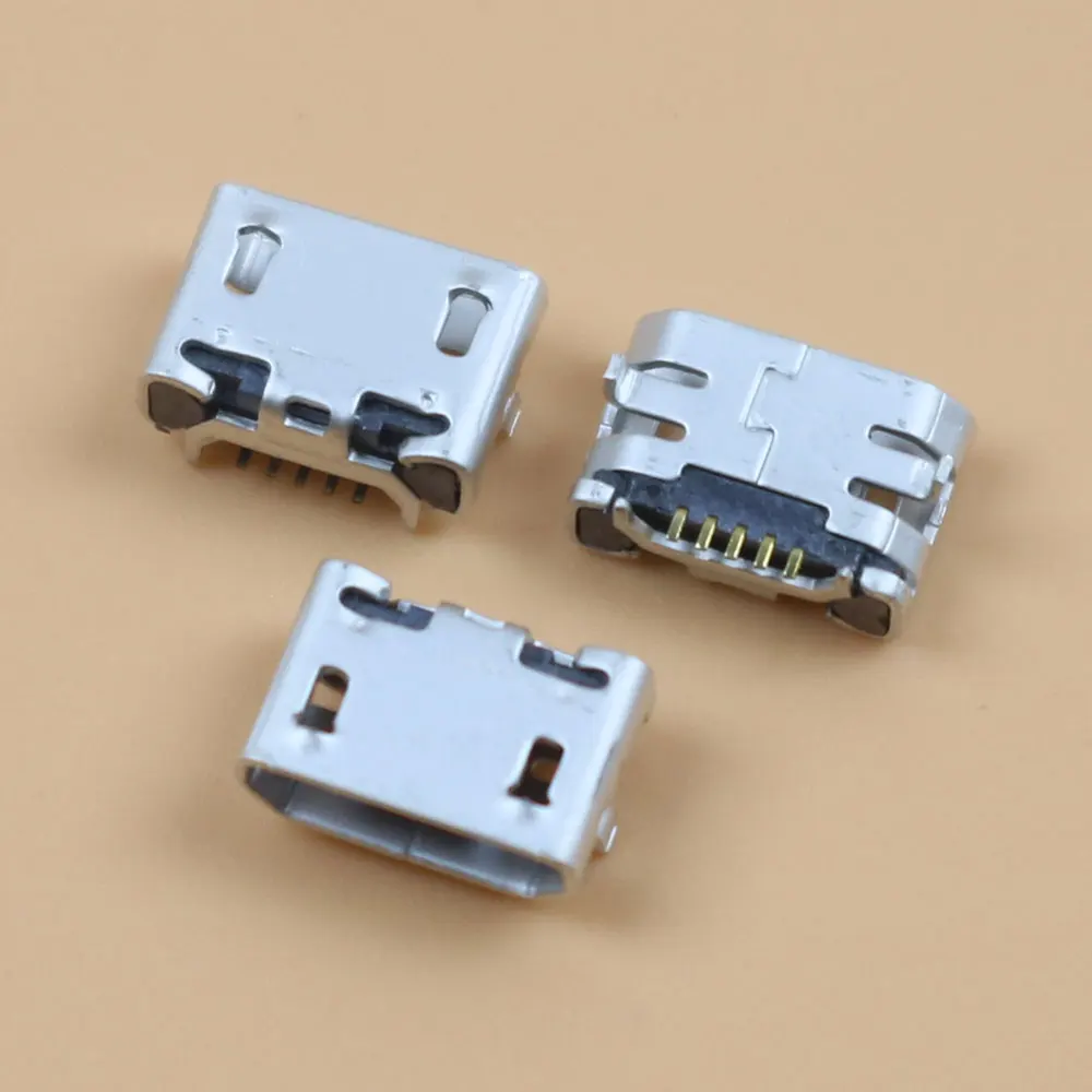 10-100pcs Micro Mini USB Connector 5pin Jack Female Socket 7.6mm Ox Horn Flat Port Type for Mobile Phone Tail Charging Tail Port