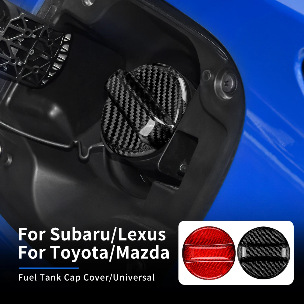 

Real Hard Carbon Fiber Sticker For Subaru BRZ WRX STI XV For Toyota Lexus Mazda Universal Car Fuel Tank Cap Trim Red Color