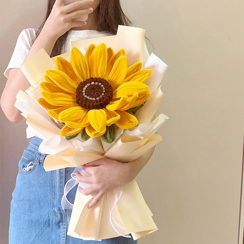 Premium Handcrafted Sunflower Mini Bouquet Twisty Stick Birthday Gift for Best Friend Mother's Day Present