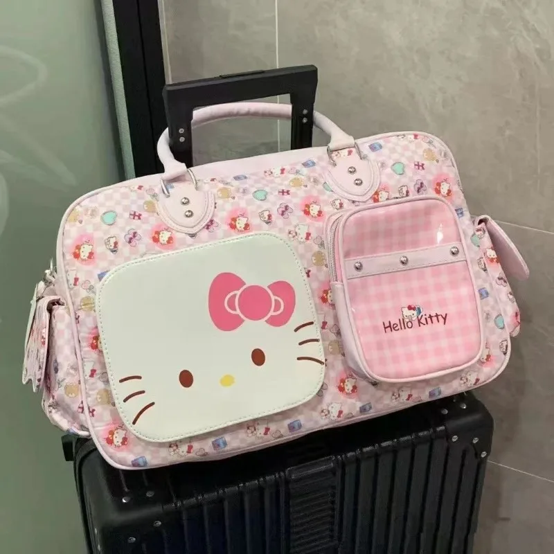 Sanrio Japanese Harajuku Sweet Cartoon Soft Girl Large Capacity Melody Carrying Bag Hello Kitty Travel Bag Kawaii Portable Bag