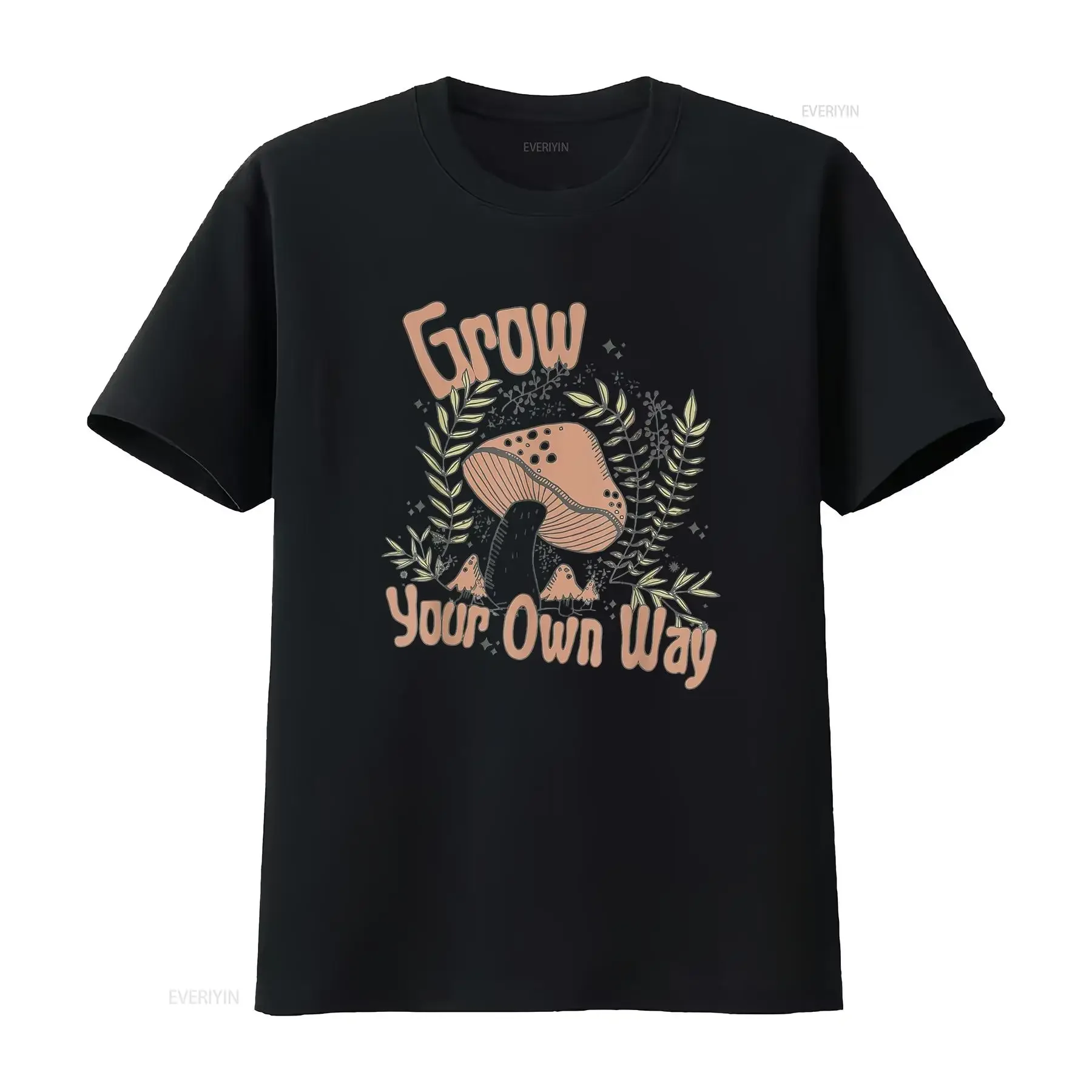 Grow Your Own Way Mushroom Unique T Shirt for Women Soft and Comfortable  Daily Wear vintage Washed Stylish homme streetwear