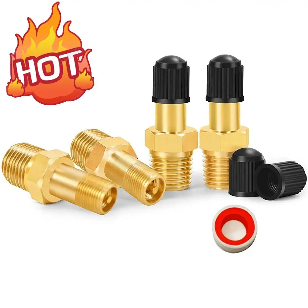 Anti-Corrosion Brass Automobile Tire Valve Core Schrader Valve Practical 1/4 NPT 1/8 NPT M10 Air Compressor Tanks Fill Valve