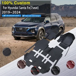 Car Floor Mats For Hyundai Santa Fe TM 2019 2020 2021 2022 2023 2024 7seat Waterproof Pad Car Mat Carpet Tappeto Car Accessories