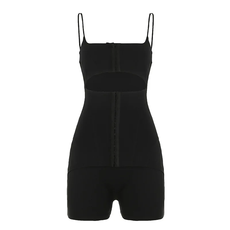 

2025 New style button-shaped, sexy, cut-out, slimming, halter jumpsuit women's shorts