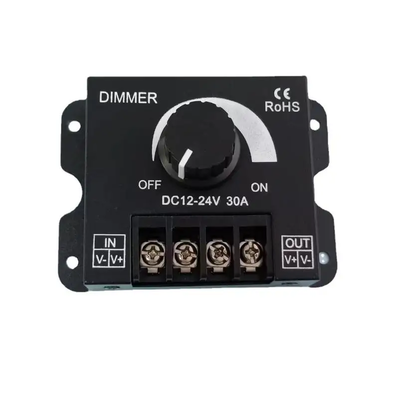 LED Light Dimmer DC 12V 24V 30A PWM Knob Brightness Adjust for DIY Lighting Enthusiast Home Upgrade Projects