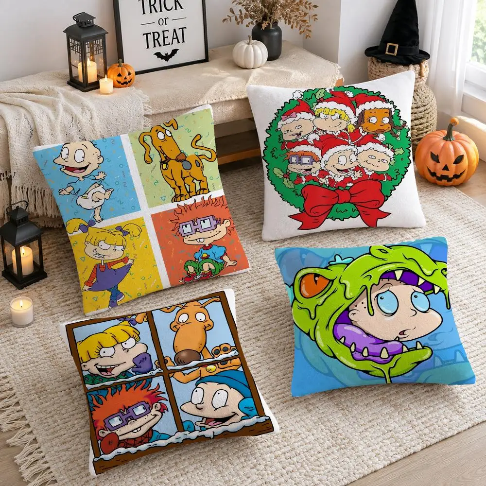 Cartoon R-Rugrats Cushion Cover Soft Plush Cushion Case Throw Pillowcase Cozy Home Sofa Bed Living Room Decor