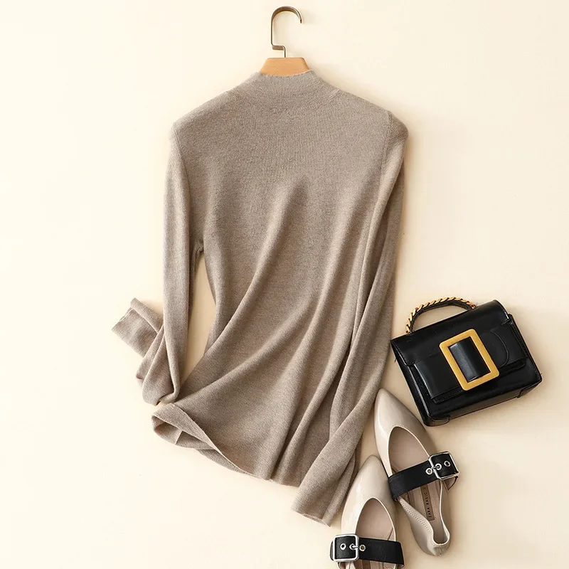 autumn winter new style 100% cashmere turtleneck sweater women slim fitting warm women pullovers