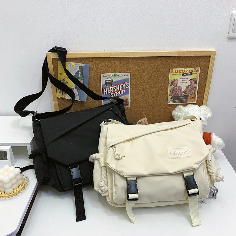 Messenger Bag Japanese Handbags School Korean Single Shoulder Girl Student Hong Kong Style Retro Large Capacity Postman Women's