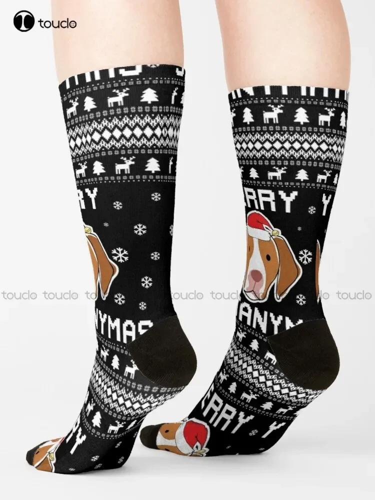 Brittany Dog Owner Ugly Christmas Sweater Gift For Holidays Socks Novelty Socks Christmas Gift Unisex Adult Teen Youth Socks