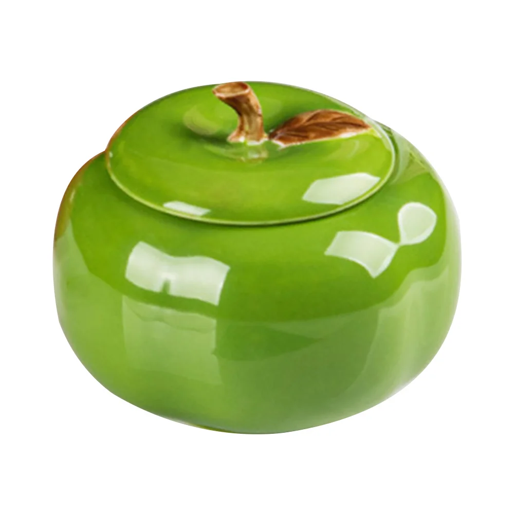 

Household Ashtray Fruit Shaped Cigarette Butt Container Green Ornament Ceramic Home Office