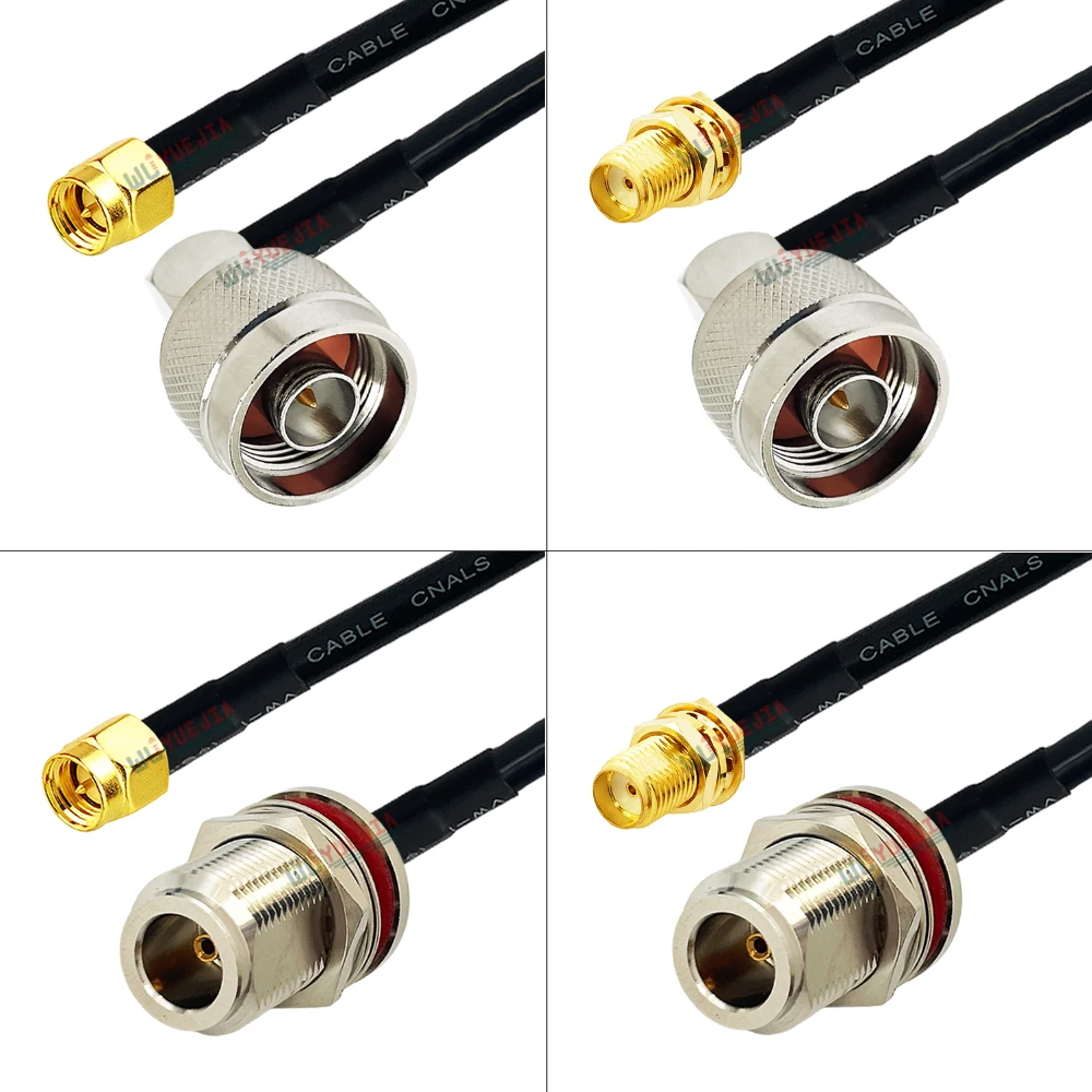 15cm~30M Waterproof L16 N to SMA Type Connector RG-58 Cable N Male 90° Angle to SMA Male or Female RG58U RF Coax Extension Cable