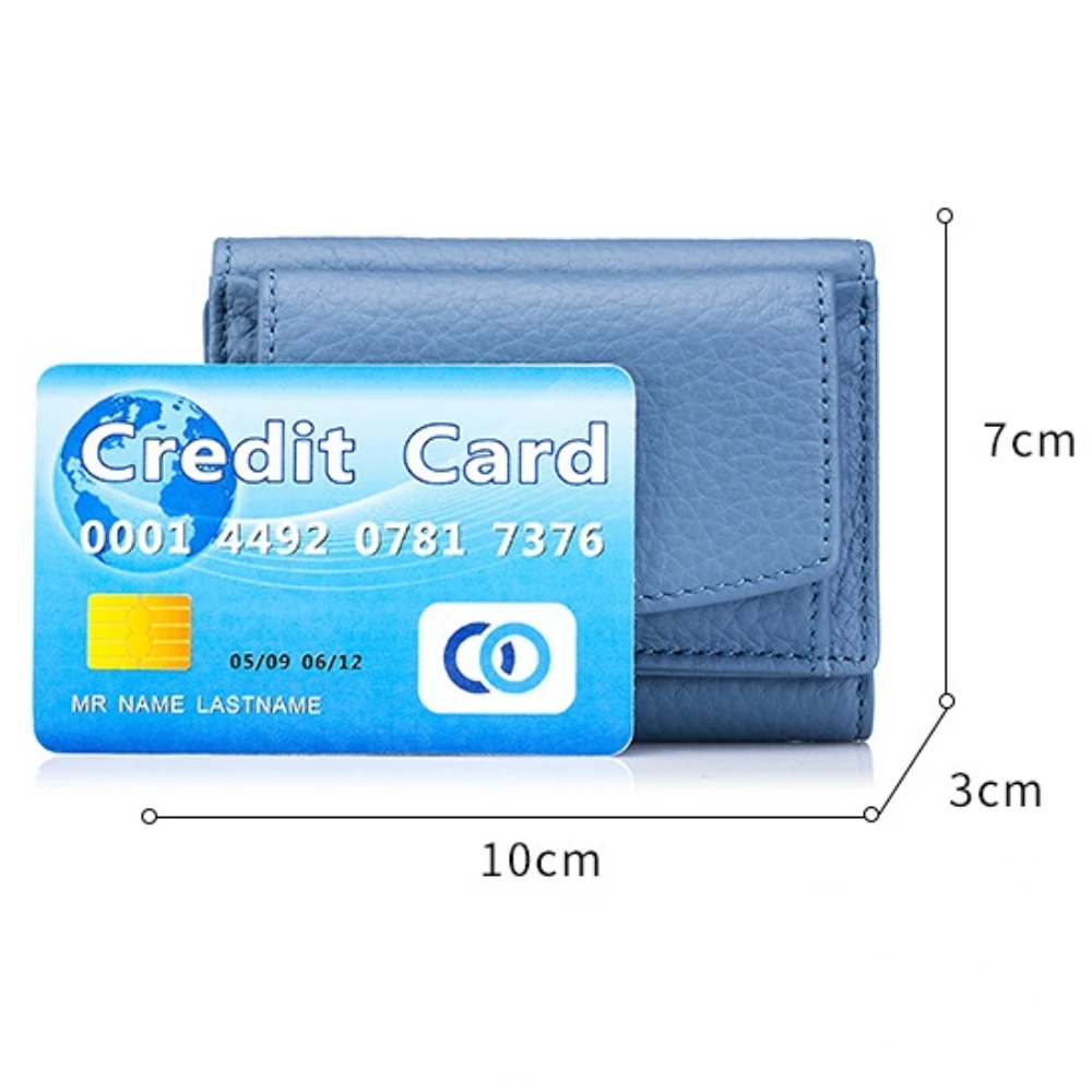 Monedero de cuero genuino multifunción para mujer, Mini billetera Rfid, monedero corto