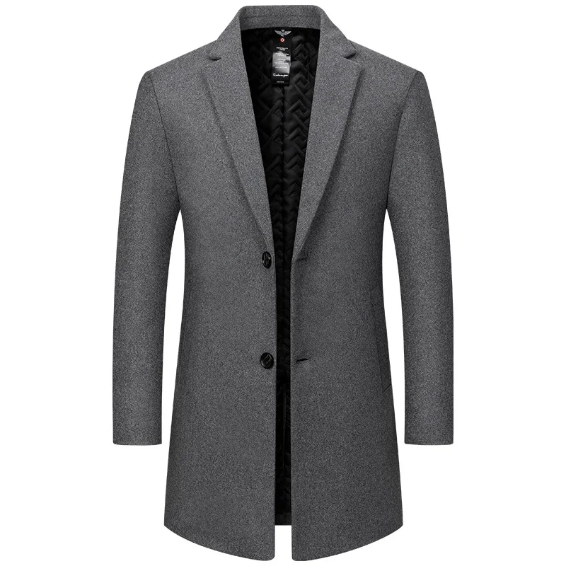 Autumn Winter New Men's Woolen Coat Medium and Long Woolen Trench Coat Men's Middle-aged Casual Multi-color Coat Men's Clothing