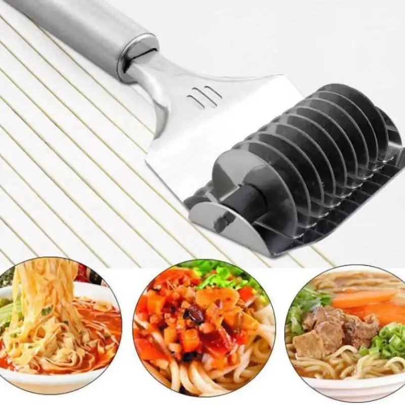 Manual Noodle Cutter Rolling Stainless Steel Noodle Cutting Device Chive Spaghetti Cutting Kitchen Cooking Accessories