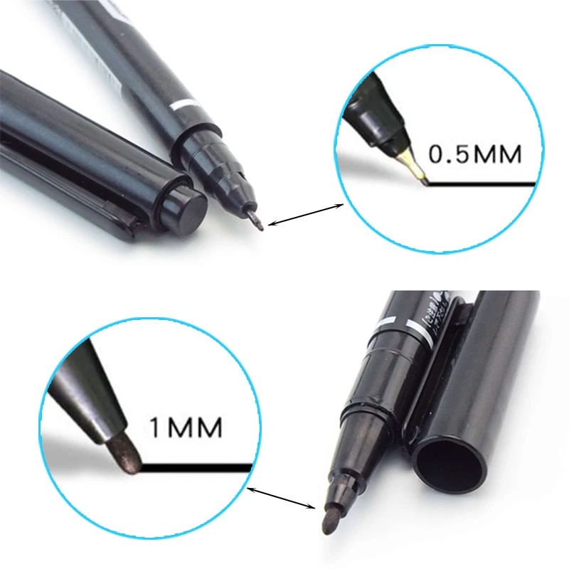 2/5/10pcs pennarelli artistici permanenti colorati a doppia punta pennarelli a punta Fine impermeabili a inchiostro nero oleoso schizzi di libri di pittura materiale scolastico