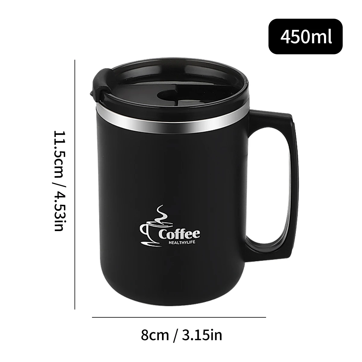 WORTHBUY 450Ml Tea Milk Coffee Cup 304 Stainless Steel Double Wall Insulated Water Cup Mug Sealed Anti Scalding Drinking Cup image 6
