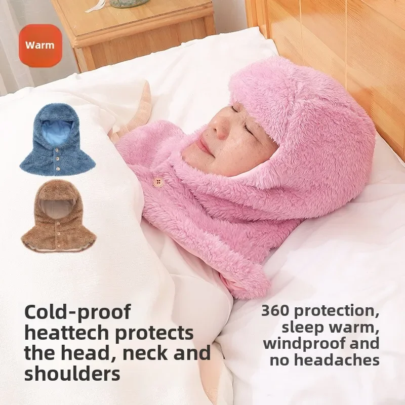 The Elderly Sleep Headgear Protects The Neck in Winter and The Forehead Is Integrated with Fleece To Keep Warm and Windproof