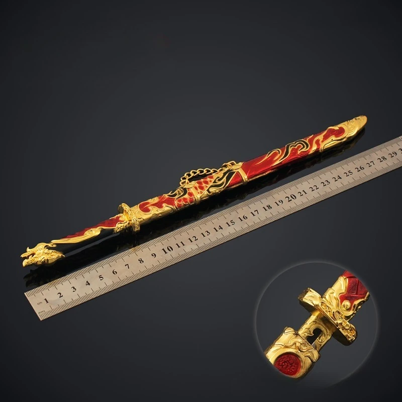30 cm/11.81in Naraka: Bladepoint Jin Chun Feng Tang Heng Blade Metalen Schede Zwaard Legering Model Spel Wapens Handheld Ornament Gift