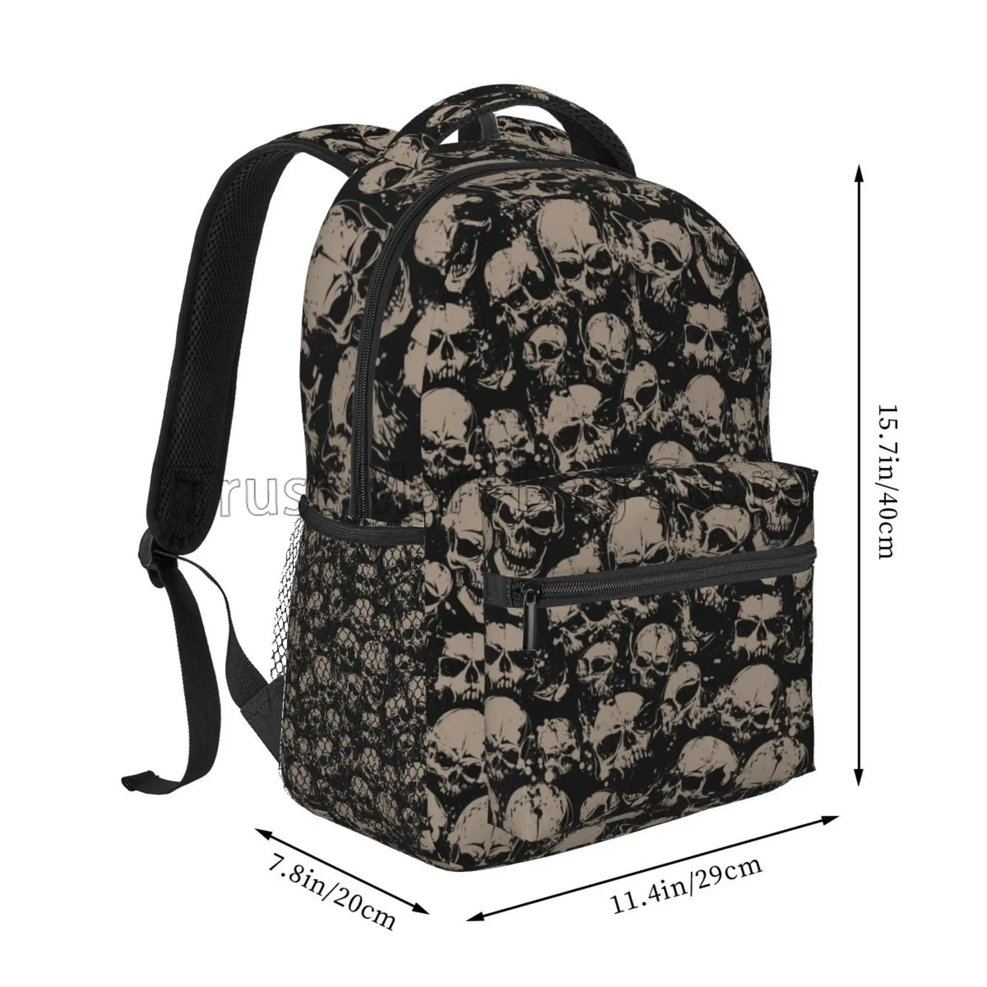 Scary Retro Skull Backpack for Women Men Travel Casual Daypack College Bookbag Laptop Bag Work Business Shoulder Bag