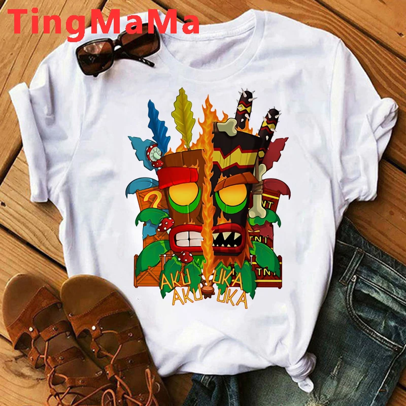 Hot Game Crash Bandicoot T Shirt Men Anime T-shirt Harajuku Shirt Cartoon Graphic Tees Unisex Fashion Hip Hop Tops Tshirt Male