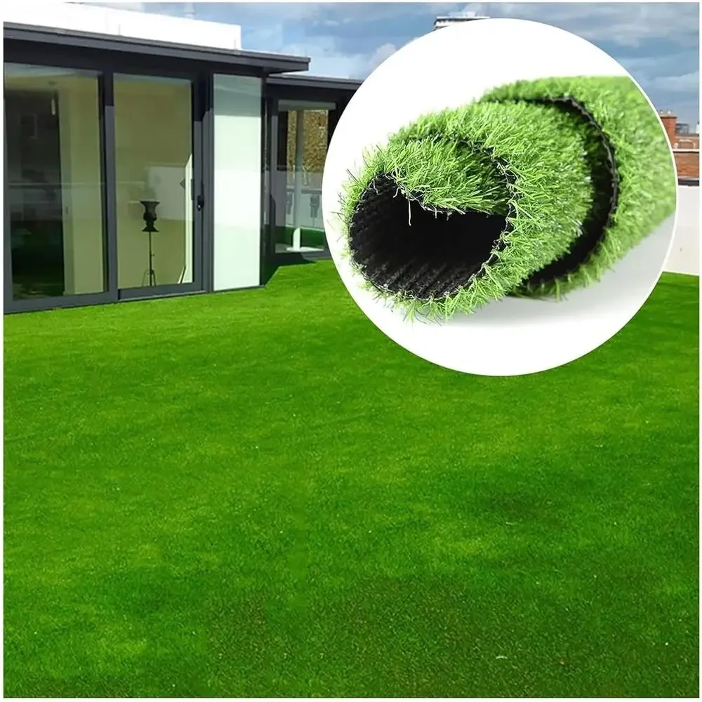 Indoor/Outdoor Artificial Grass Turf - 3cm Thick, Green, 120x12m, Cuttable with Drainage Holes
