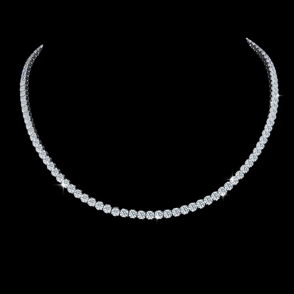 Kanolan GRA Certified 3mm Moissanite Tennis Necklace Adjustable Solid 925 Sterling Silver Diamond Tennis Necklaces for Women Man - view 6