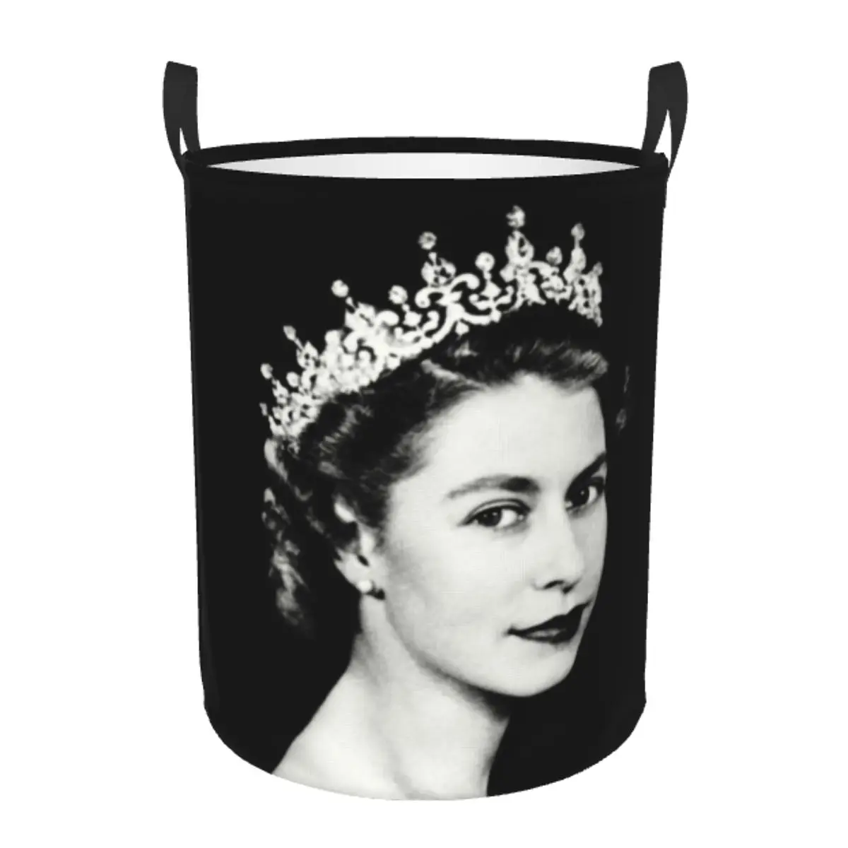 Custom Retro Queen Elizabeth II Laundry Basket Collapsible Large Capacity Clothes Storage Bin Royal United Kingdom Baby Hamper