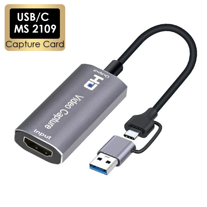 

MS2109 USB/Type C Video Capture Card HDMI-compatible 1080P Game Grabber Record Box for Live Broadcast Switch Xbox PC DVD Camera