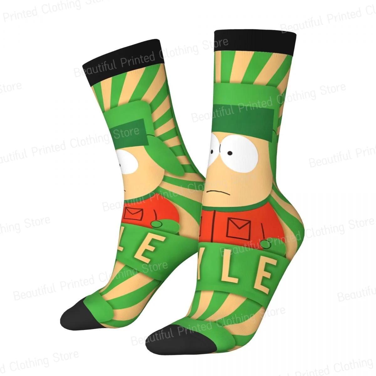 Kyle S-southpark Theme Unisex Four Seasons Socks Hiking Fun printing Socks Street Style Crazy Sock