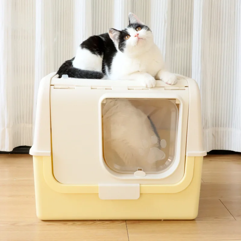 

The Cat Litter Box Is A Fully Enclosed, Odor-Proof, Super-Large Cat Toilet. The Cat Litter Box Is Extra-Large To Prevent Splashi