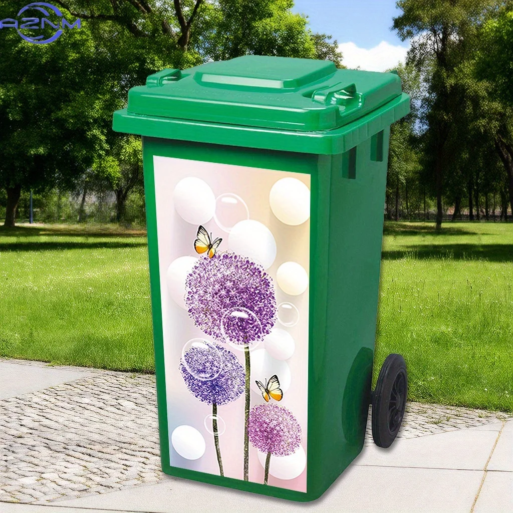 1pc Dandelion Bubble Pattern PVC Decorative Sticker - Waterproof, Removable Outdoor Trash Can Lid Decal with Colorful Floral a