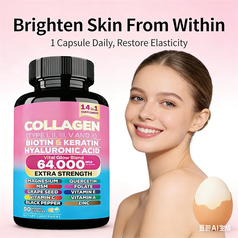

90 Collagen Capsules Biotin Keratin Skin Care Product Booster Anti Aging Whitening Skin Nail and Hair Care Supplement