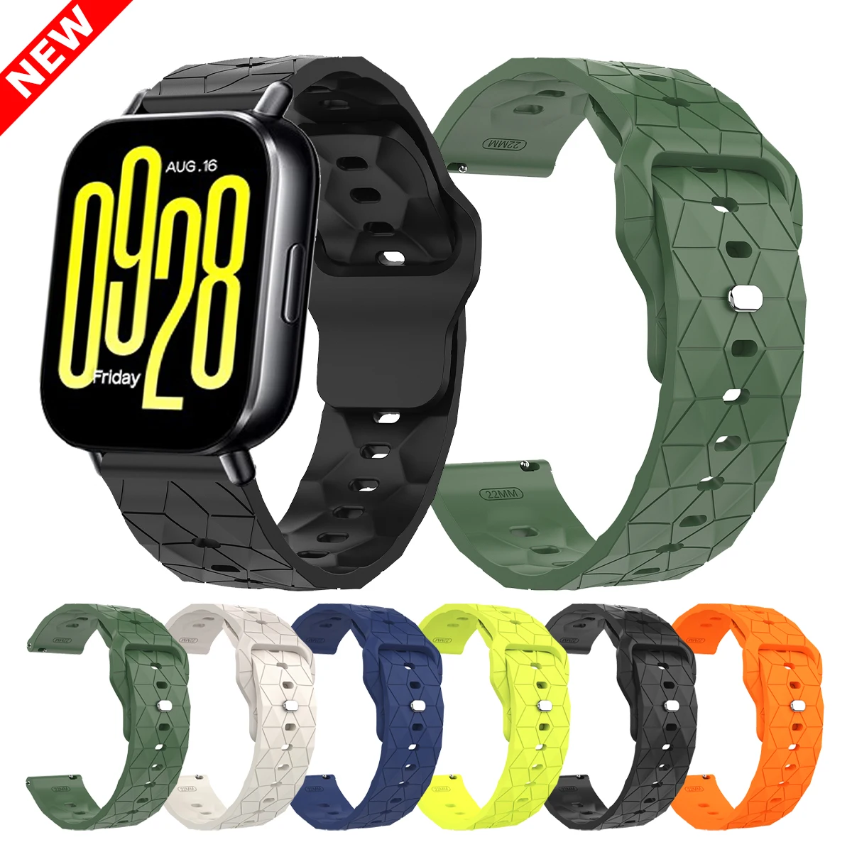 22 mm Kautschukarmband für Redmi Watch 5 Active/Redmi Watch 5 Lite Silikonarmband für Amazfit Bip 6/GTR 4 2 3pro Sportarmband