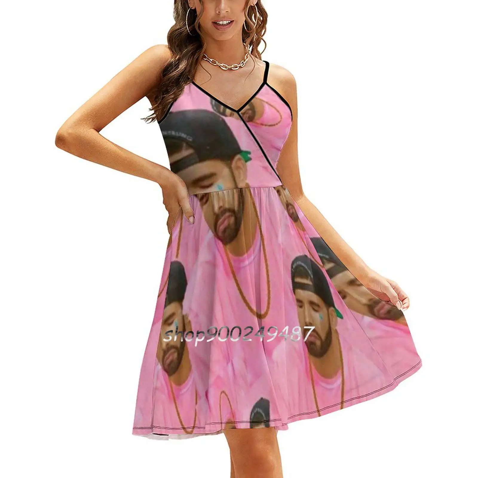 Drake Face Mask , Hotline Bling , Washable & Reusable , Women Casual High Waist Mini Dress Short and Long Sleeve Dresses Fashion