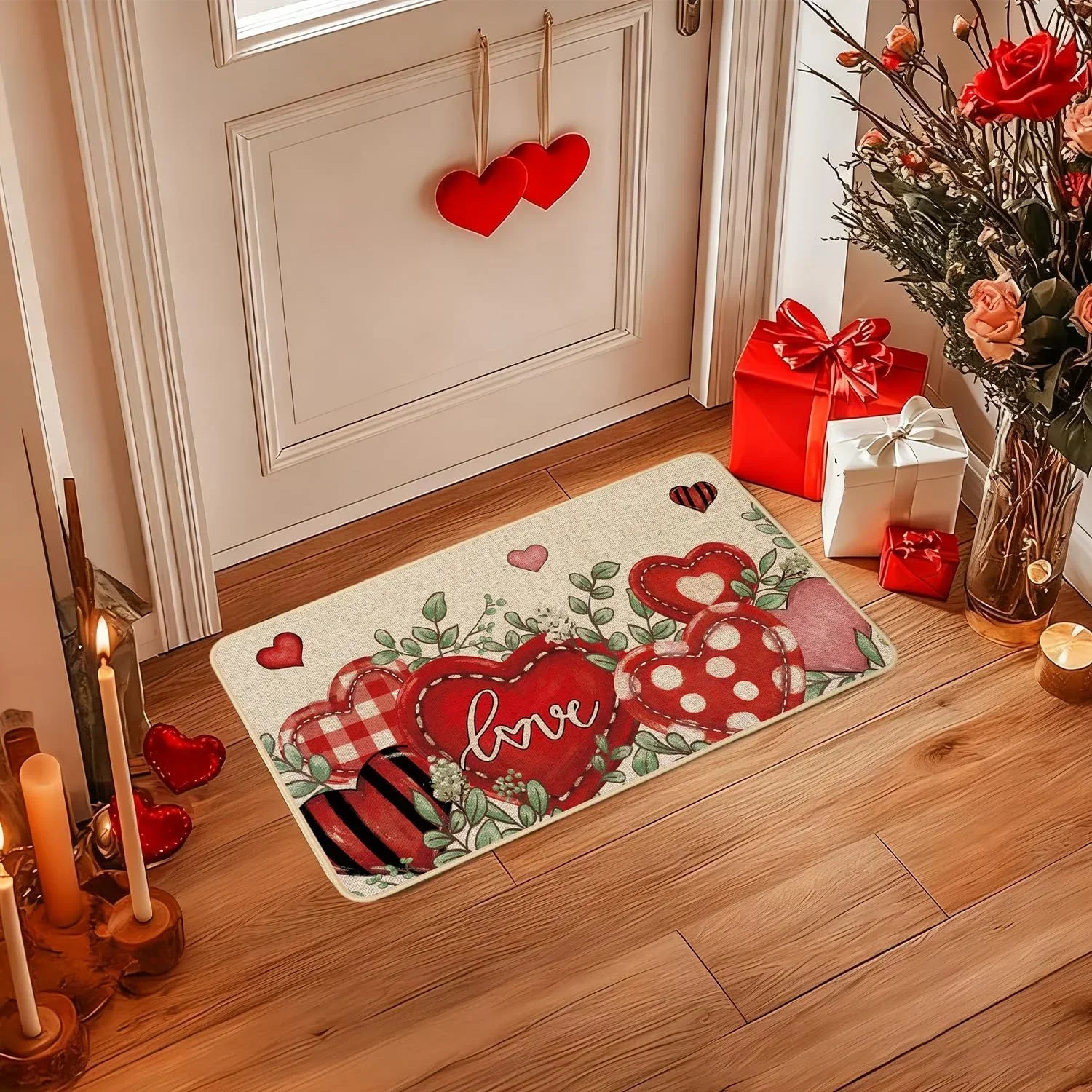Love Valentine S Day Doormat Pink Red Heart Shaped Welcome Doormat Living Room Carpet Living Room Entrance Porch Rug