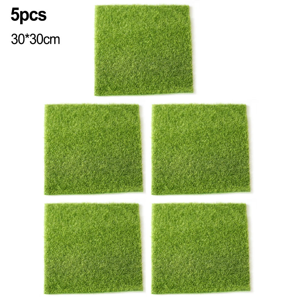 Set of 5 Artificial Turf Mats Aesthetic Home Floor Decor Enhancer Simulates Natural Environment for Pets Year round Spring Green