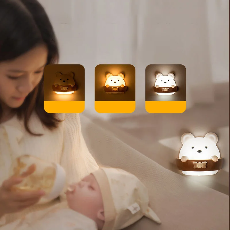 Xiaomi Little Bear LED Night Light USB Rechargeable Bedside Lamp Remote Control Wall Lights For Kids Bedroom Home Lighting