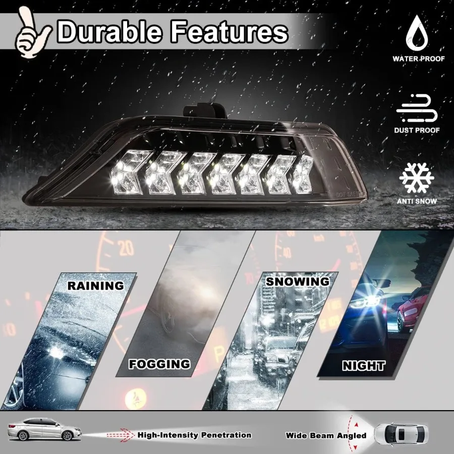 أضواء الضباب لفورد موستانج 2015 2016 2017 مجموعة مصابيح الضباب القيادة الضباب ضوء الجمعية استبدال 1 زوج واضح عدسة تعزيز Visib