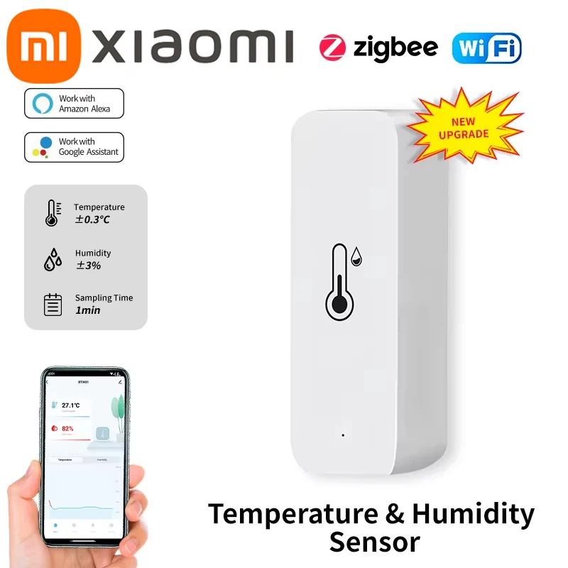 XIAOMI Wifi/Zigbee Temperature Humidity Sensor Indoor Thermometer Smart Life Control For Home Work With Alexa Google Assistant