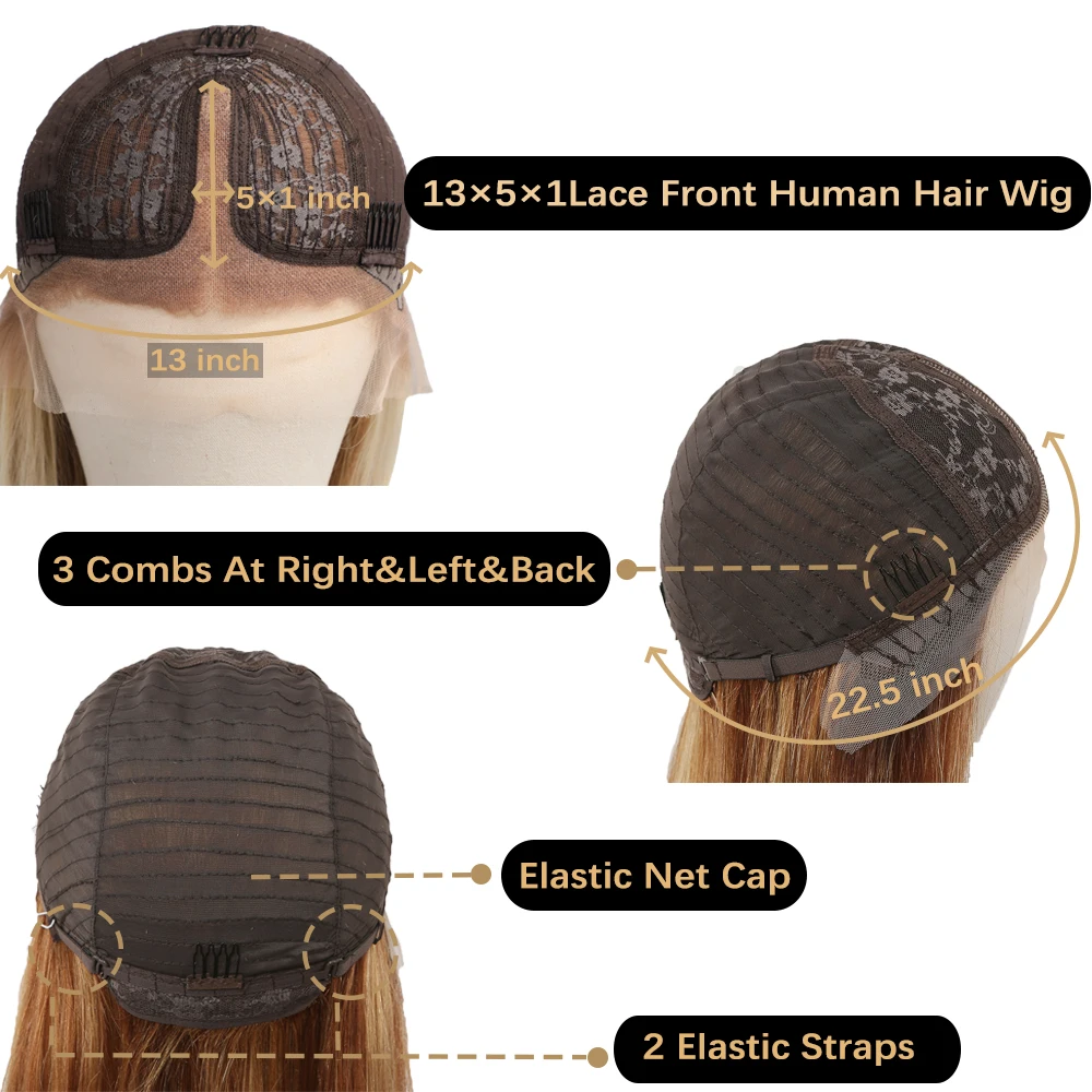 Haircube 13 × 5 × 1 Bob Kant Voor Menselijk Haar Pruik Bruin Blond Balayage Hoogtepunt Lob Kapsel Middelste Deel remy Haar Pruiken Voor Vrouwen